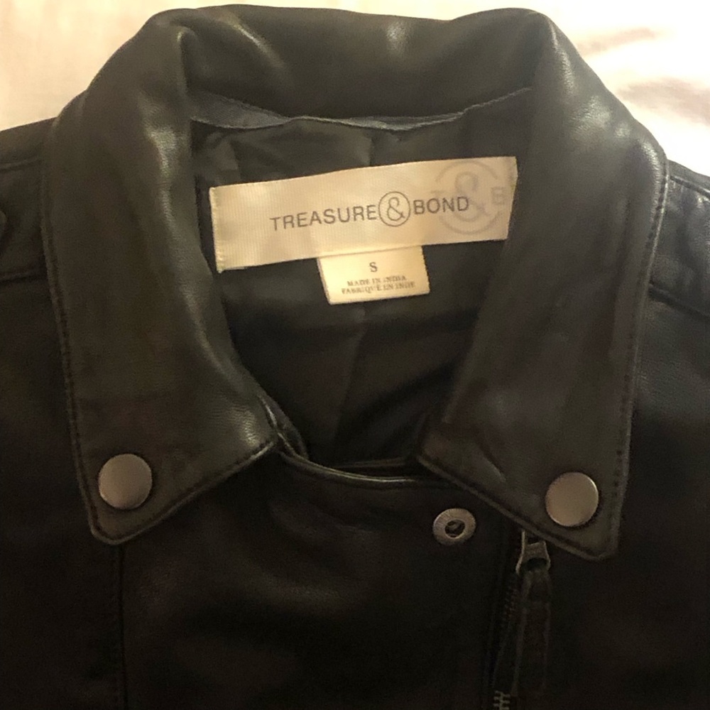 Treasure &Bond Black 100% Leather Vest Nordstrom Brand Biker Babe Women’s Small - Picture 4 of 14